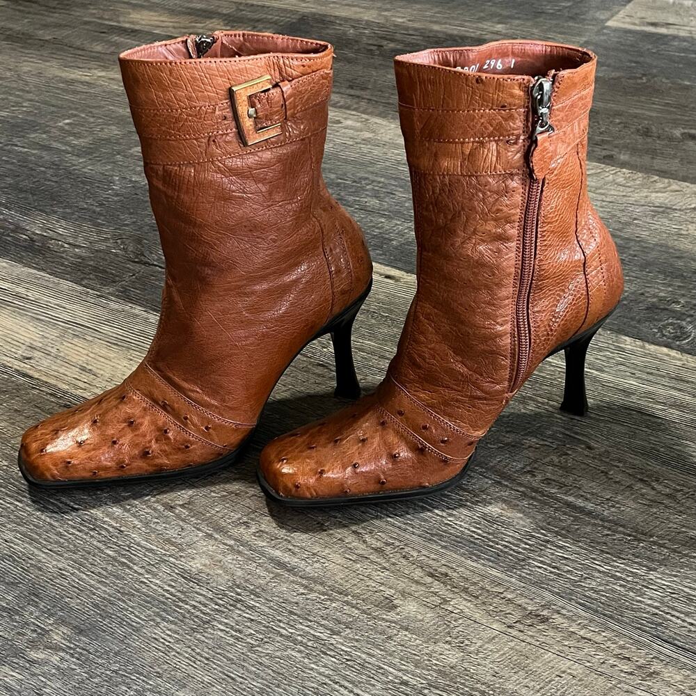 Luciano Rossi Vintage Exotic Leather Boots Ostrich Style Size 8 Mexico NWOB